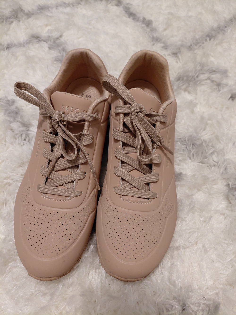 Skechers Women's Beige Casual Lace-Up Sneakers - Picture 8 of 10